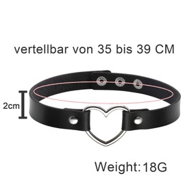 JJDreams Heart Choker Women's Leather Choker Collar Black Choker Gothic Punk Rock Collar Jewellery, Faux Leather, No Gemstone