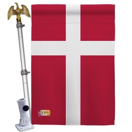Americana Home & Garden Nationality Denmark House Flag Eagle Set Regional Nation International World Country Particular Area Small Decorative Gift Yard Banner Double-Sided Made in USA 28 X 40