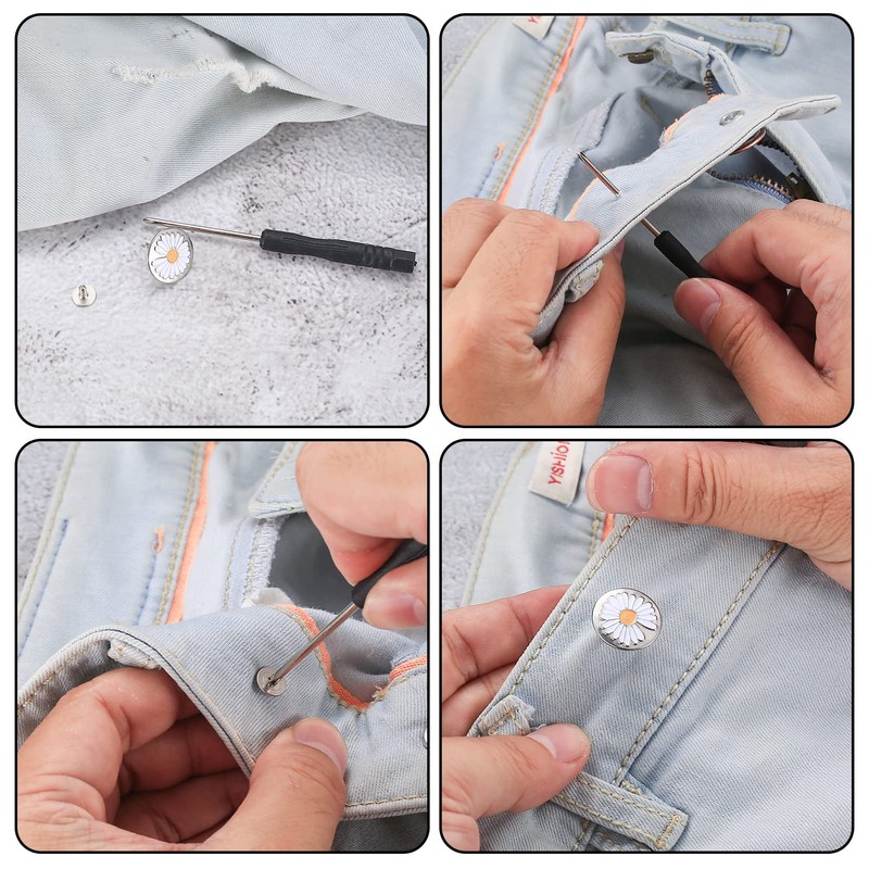HexinYigjly 50 Pcs Jean Buttons Replacement No Sew, 17mm Replacement