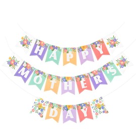 Happy Mothers Day Sign Banner Decorations for Mother's Day Party Supplies Backdrop Outdoor Indoor Decor Props Happy Mother Day Floral Sign Streamer Love Show Decoration Mother's Day Gifts Ideas