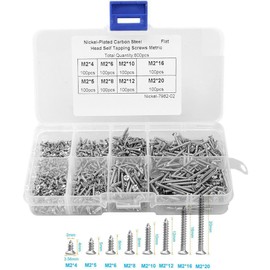 DIGISHUO 800Pcs M2 Kit Assorted Stainless Steel Self Tapping Screw Cross Drive with Storage Box