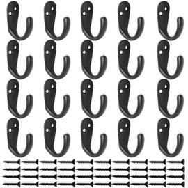 IBosins 20PCS Coat Hooks Wall Mounted Single Prong Robe Hook for Hanging Towel Hooks with 40 Screws for Bags, Hat, Cap, Scarf, Cup