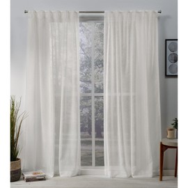 Exclusive Home Belgian Sheer Hidden Tab Top Curtain Panel Pair, 50"x108", Snowflake