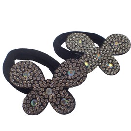 Topkids Accessories 2Pcs Hair Bands Bobbles Ponio Ponytail Band Elastic Bands hair accessories for women Hair Bands For Women Girls Fashion Girls Hair Accessories (Crystal Butterfly)