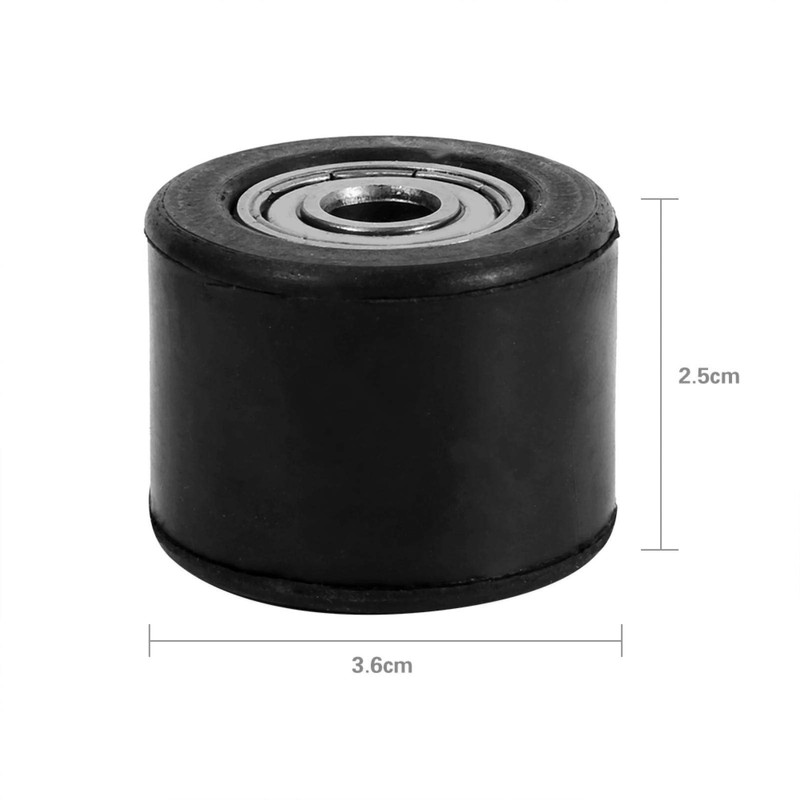 Chain Tensioner Pulley Wheel Guide, Rubber & Iron, Black, Inner