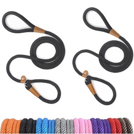 lynxking 6 FT Dog Leash Slip Lead 2 Pack Strong Heavy Duty Braided Dog Training Leash No Pull Training Lead Leashes for Medium Large and Small Dogs