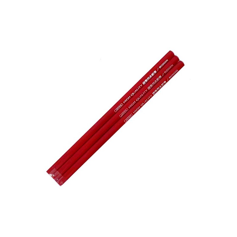 Bigman BAP-SR3 Soft Construction Pencils, Pack of 3, Red
