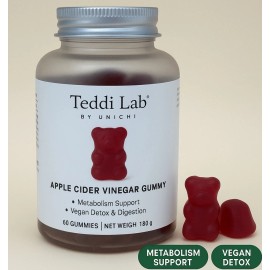 Unichi Apple Cider Vinegar 60 Gummies Detox & Digestion Support Tasty Gummy Boost Vegn