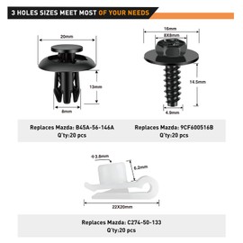 GOOACC GOOACC 60Pcs Fender Liner Bumper Cover Splash Shield Hex Head Screw with Nylon U Nuts Push Bumper Fastener Rivet Clips for Fastening Front on Mazda 2, 5, 6, CX-5, CX-7 & CX-9 2014 – 2010