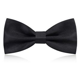 Men's Bow Tie, Solid Color Classic Pre-Tied Bow Tie, Satin Tux Bowtie, Adjustable Formal Neck Bowtie for Men for Party, Wedding (BLACK)