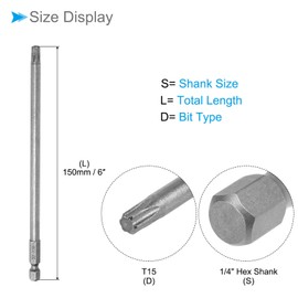 CoCud T30 Torx Head Screwdriver Bit, 6" Long 1/4 Inch Hex Shank, S2 Steel Magnetic Drill Bit Screw Driver - (Applications: for Repair Work), 1-Piece