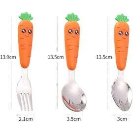 Witbicg Baby Cutlery Set, 3-Piece Baby Learning Spoon, Children's Cutlery, Baby Spoon, Self-Feeding, Children's Spoons and Forks, Recommended for Children After 18 Months