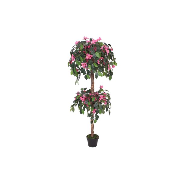 AMERIQUE Gorgeous & Unique 5 Feet Blooming Artificial Bougainvillea Tree with Flowers & Real Wood Trunks, with Nursery Pot, Feel Real Technology, Lavendar (AMT25115)