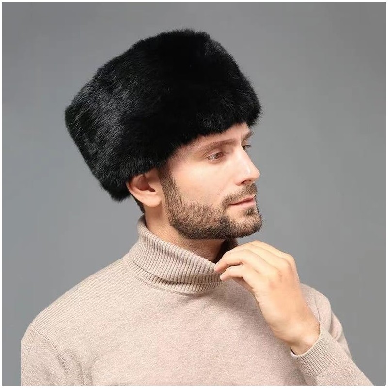 Men Winter Trapper Hat Faux Fur Russian Trooper Hat Furry