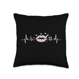 Fillers Heartbeat Cosmetic Injector Nurse Vintage Lip Fillers Heartbeat Med Spa Nurse Injector Throw Pillow, 16x16, Multicolor