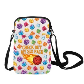 LEVLO Dungeons D20 Dice Crossbody Bag D20 RPG Gamer Fans Gift Check Out My Six Pack Dungeon Shoulder Bag, Check Out C Bag