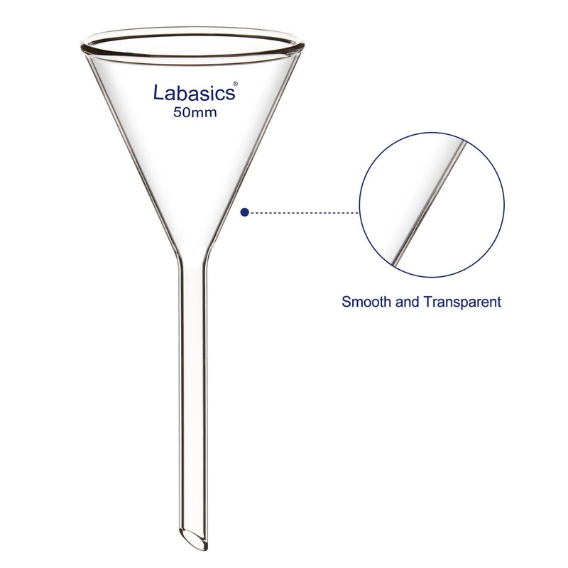 Labasics 2-Pack Glass Heavy Wall Funnel Borosilicate Glass Funnel, Short