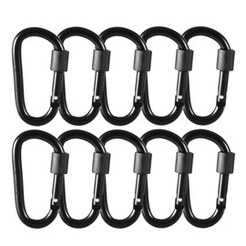 Gimars 10pcs Carabiner with Screw Lock Keychain Carabiner Aluminium Screw Carabiner for Camping, Fishing, Hiking or Travelling, black