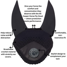 AK Cappello Antimosche per Cavalli – Morbido Lycra con Orecchie, Maglia Fitta a Uncinetto, Comodo – Cappello da Equitazione per Cavalli Sportivi AKRS-6069-01 (Azzurro, TAGLIA GRANDE / (L))