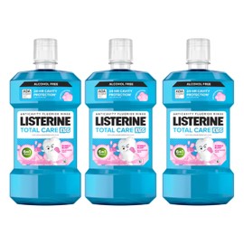 Listerine Total Care Kids Mouthwash, ADA Accepted, Alcohol Free Anticavity Sodium Fluoride Mouthwash, Oral Rinse for Cavity Protection, Bubblegum Flavor, 16.9 Fl. Oz, Pack of 3