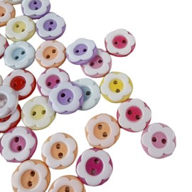BaoQiu 150 Pieces Two Holes Round Flower Buttons Size 1/2 Inch for Arts & Crafts Decoration Collections Sewing Different Color Resin Round Buttons Favorite Findings Basic Buttons (Flower B)