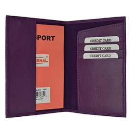 New Genuine Leather Passport Cover Holder Wallet Case Travel Gold Embossed Many Colors (Purple)
