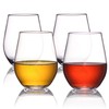 BETTERFUN Stemless Tritan-Plastic Red White Wine Glasses Set of 4-16