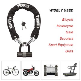 KILAKILA Security Chain Lock Heavy Duty Bike Lock 12mm Chain Bicycle Motorbike Lock with 16mm U Lock (2.0M / 6.56-Feet)