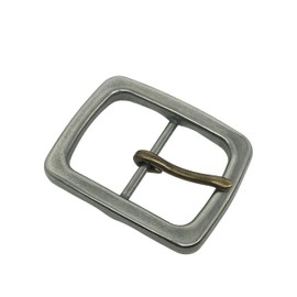 ALVYNG Vintage Style Belt Buckle 1.6 "(41MM) Stainless Steel Single Prong Square Design Antique Finish (Brass - colored Pin)