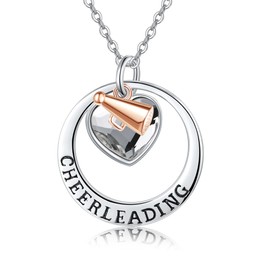 YAFEINI Cheerleader Gifts for Women Sterling Silver Cheerleading Cheer Necklace Cheerleader Pendant Jewelry for Women
