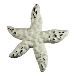 Chesapeake Bay Whitewashed Starfish Drawer Pull Painted Cast Iron Distressed Finish