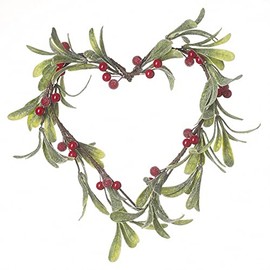 Heaven Sends Faux Red Berry Love Heart Shaped Christmas Wreath Decoration