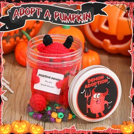 Suncalla Adopt Crochet Demon Halloween Positive Crochet Gift Halloween Party Supplies Handmade Knitting Demon Doll Gift Boo Basket for Fall Theme Decoration Party Favor
