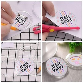 YOPEUC Pack of 30 Buttons DIY without Button Machine, 60 mm Transparent DIY Buttons Badges, Acrylic Button Pins, Transparent Badges with 100 Coloured Paper and 1 Pencil for Photo Picture Kleidun