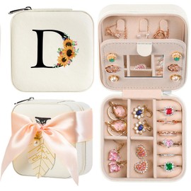 AYGXU Travel Jewelry Cases,Graduation gifts for girls,graduation gifts 2025 high school,high school graduation gifts for her,Small Jewelry Travel Case,Small Jewelry Box,Initial D white