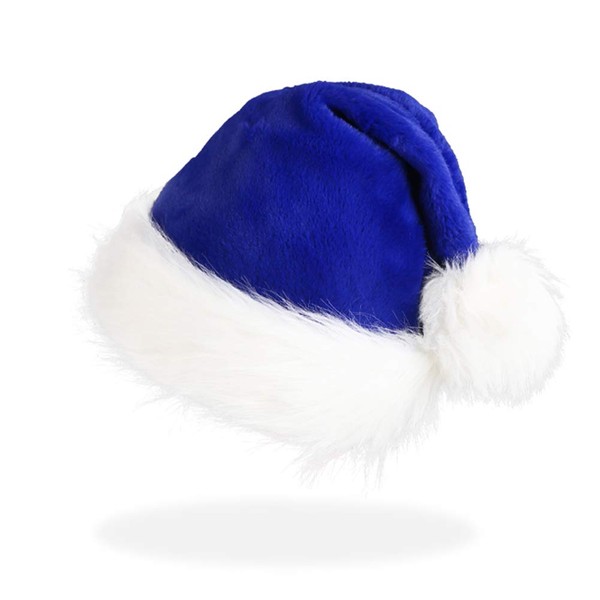 CCINEE Christmas Hat Adult Blue Plush Santa Hats Velvet Christmas Hat for Home Decoration Party Supplies, blue