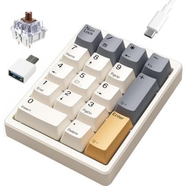 Levieny 17-Key Mechanical Numpad - USB-A Wired Numeric Keypad (Includes USB-C Adapter) for Windows PC/Laptop, Finance & POS Systems (Brown Switch)