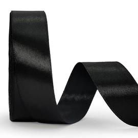 Black Ribbon 1 Inch, 25 Yards/roll Solid Satin Ribbon for Gift Wrapping, Bow & Eternal Flower Making, Floral Bouquets, Party Decoration.