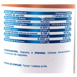 Vitamina A 100 Tabletas De 1000 Mg Vidanat.                                                                                                           