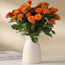 hjn White Flower Vase- Ceramic Vase for Decor, White vase for Flowers, Modern Vases for Living Room/Home Decor Accents/Entryway/Mantel/Bookshel-Cream (Cream White)