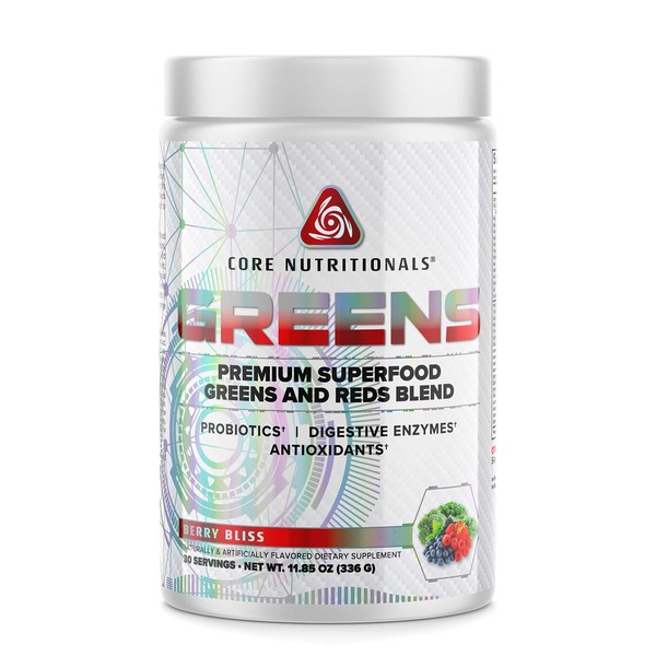 Core Nutritionals Greens Platinum Premium Superfood Greens and Reds Blend, Supports Digestion and Gut Health, 5 Billion CFU Probiotic,30 Servings (Berry)