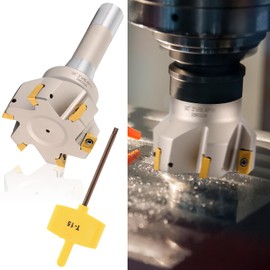 Duraaamo R8 Shank Indexable End Mill 3'' Diameter by 6-1/4'' Oal 90 Degree High Speed Milling Cutter with 6 Aptk1604 Carbide Inserts Industrial Tools