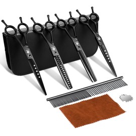 Dream Reach 7" Dog Grooming Scissors Set, Professional Dog Scissors Sharp Shears Set Black