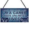 RED OCEAN Gamer Gaming Bedroom Gifts Hanging Door Plaque Funny