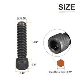 DTGN 5/16-18x1-1/4" (DxH) Hex Bolt with Allen Head - Pack of 20 - Suitable for Furniture Fixings - Full Thread 12.9 Carbon Steel Round Head Hex Screws