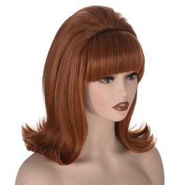 Womens Flip Wig 70s 60s Retro Beehive Style Vintage Look Wig Costume Women Wig wtih Bang (Ginger)