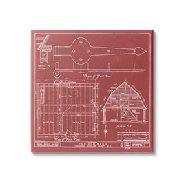 Stupell Industries Detailed Diagram Blueprint Old Barn Floor Plan, Design by Annie Warren