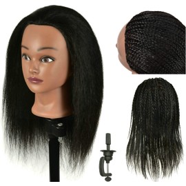 FUTAI Natural Real 100% Human Hair Mannequin Head Hairdresser Hairstylist Training Practice Styling Braiding Styling Curling Coiling Display Cosmetology with Stand