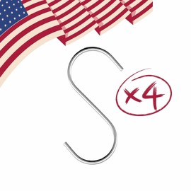 The Metal Peddler Stainless Steel S Hooks – Pack of 4 Pot Rack Hooks for Storage - Made in USA