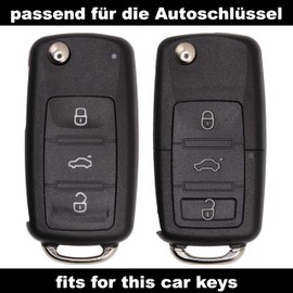 FOAMO Car Key Case Compatible with VW Golf 6, Seat, Skoda Car Key TPU Key Case Protective Cover for Car Keys Black Silver